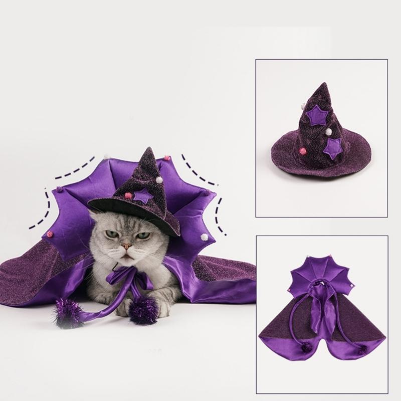 Soft Fashiona Hat Gothicism Witches Costume Hat Outdoor Activity Pet Hat for Kittens and Puppy Parties Event
