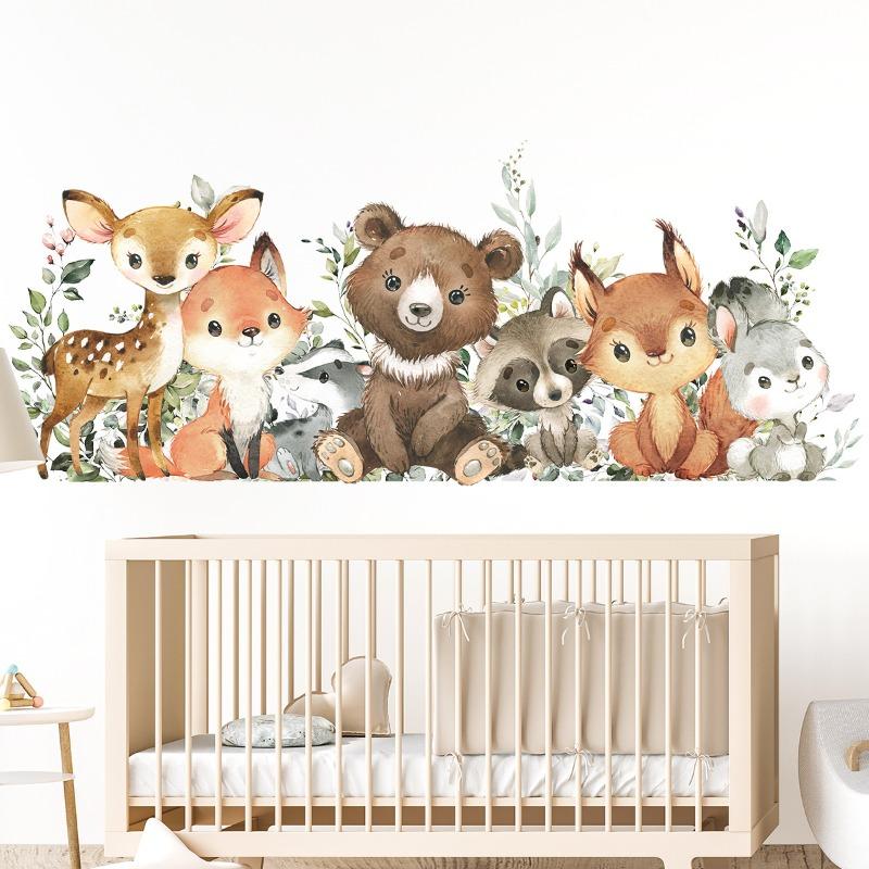 1Pc Cartoon Cute Bear Deer Smiling Animal Wall Stickers for Bedroom Living Room Nursery Decoration Wall Decals Kids Room Decor