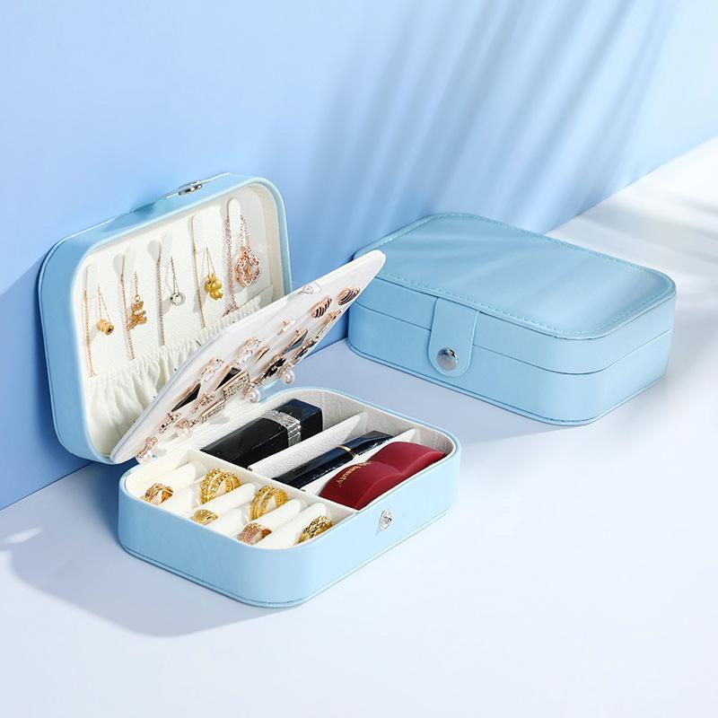Portable Jewelry Storage Box Travel Organizer Jewelry Case Leather Storage Earrings Necklace Ring Jewelry Organizer Display