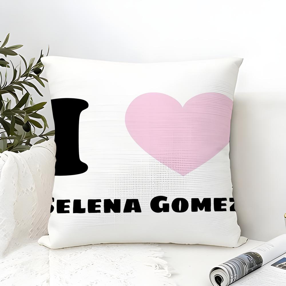 Pillow Case Cotton Linen Fabric Square Zipper Pillowcase Home Decorative Living Room Singer Music S-Selena Gomez 2