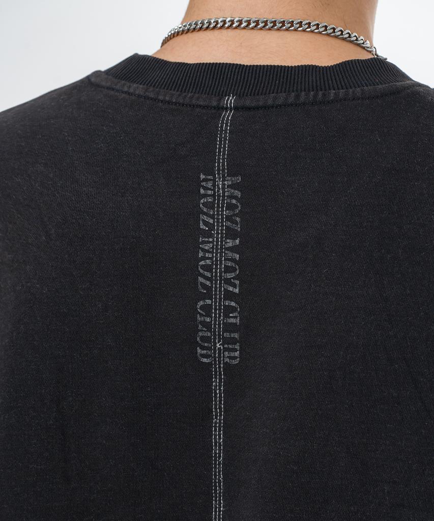 MOZMOZ Terry Brushed Pigment Backstitch Oversized Sweatshirt Black