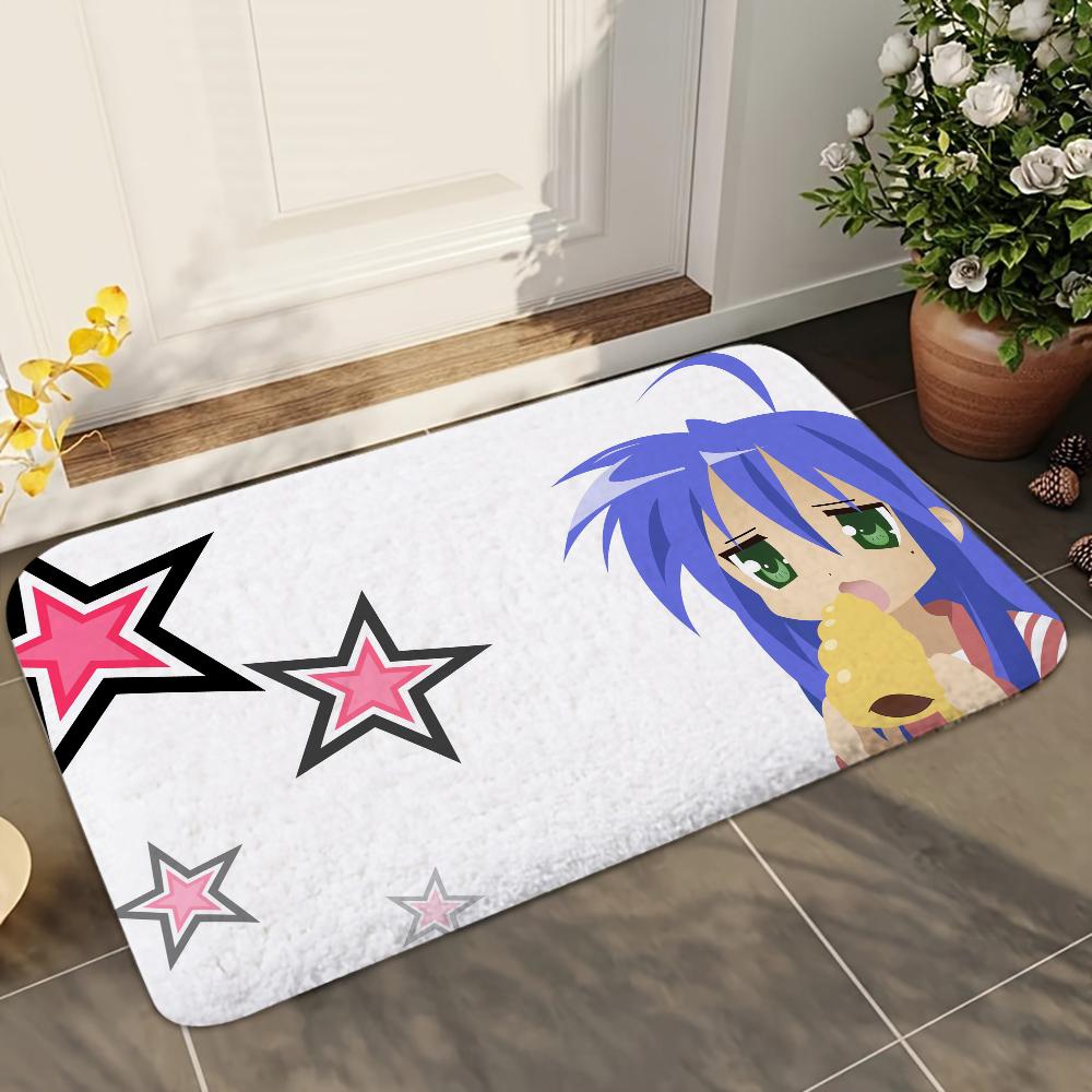 1pc Anime Lucky Star Bathroom Absorbent Mats Anti-Slip Mats Home Decor Supplies Carpets Home Kitchen Floor Mats