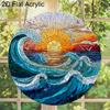 Acrylic Ocean Wave Sunset Suncatcher Stained Glass Effect Window Hanging Ornament Beach Lover Gifts