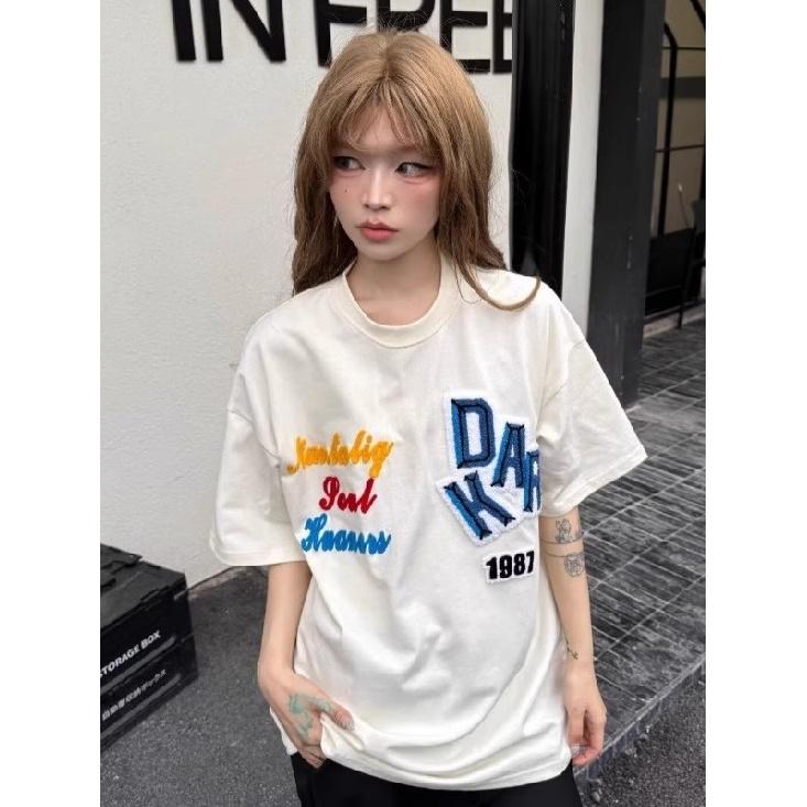 

Летняя мужская повседневная универсальная футболка с принтом, свободные модные парные топы 2XL белый