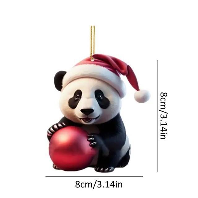 Adorable Acrylic Christmas Panda Ornament For Home And Car Decoration