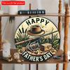 2d Flat 20*20cm, "Happy Father's Day" Round Wooden Logo Wall Art, Retro Fishing Design, Perfect Gift for Fathers on Father's Day, Decor Easy Hanging.