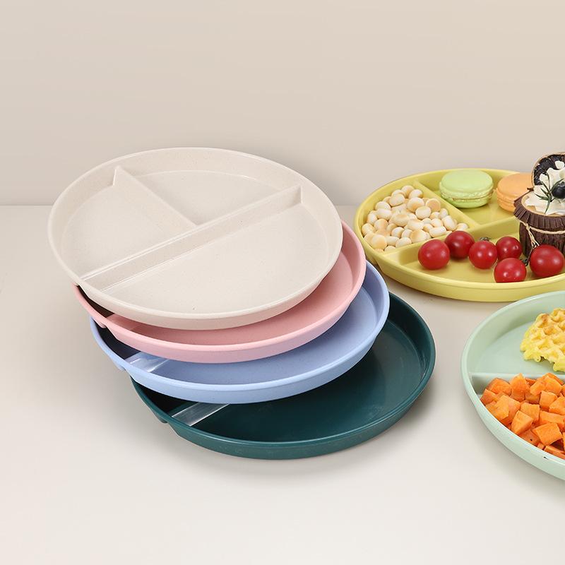 Breakfast Plate Dividing Plate Fat Loss Plate Separation Plastic Plate Slimming Meal Quantitative Plate Three Grids For Home