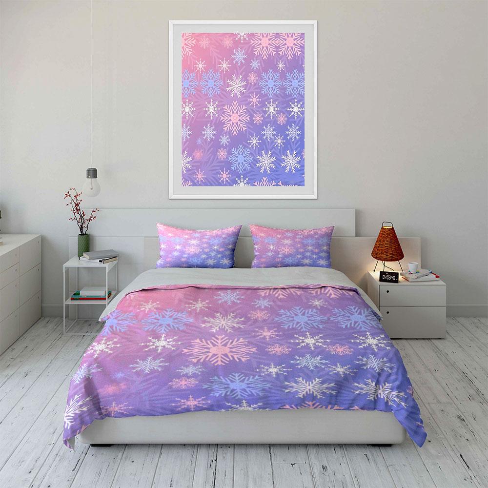 Snowflake Design Winter Decor Multiple Sizes Kid'S And Adults' Bedroom Exquisite 3Pc Bedding Set, Gift