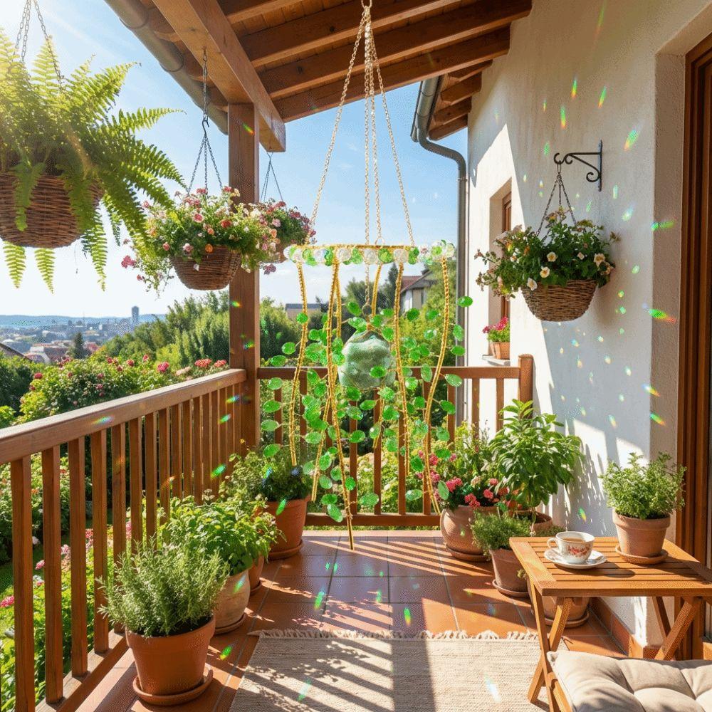 Rainbow Makers Willow Wind Bell Handmade Plant Crystal Decor Funny Sun Catcher Chandelier  Garden