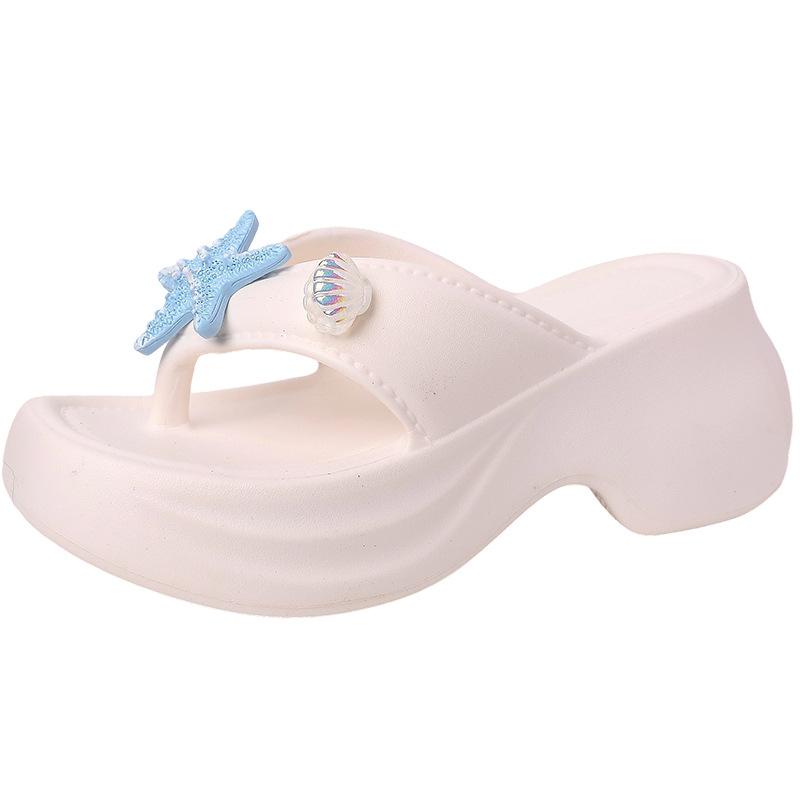Star Flip-flops Women Wear Summer New Thick-bottomed Sweet Heightening Muffins and Seaside Beach Cool Slippers