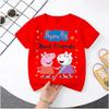 2026 Summer T-shirt - Peppa Pig Children's Pure Cotton Short-Sleeved Boys' Sport Shirt for Girls' Casual Top with Cartoon Print