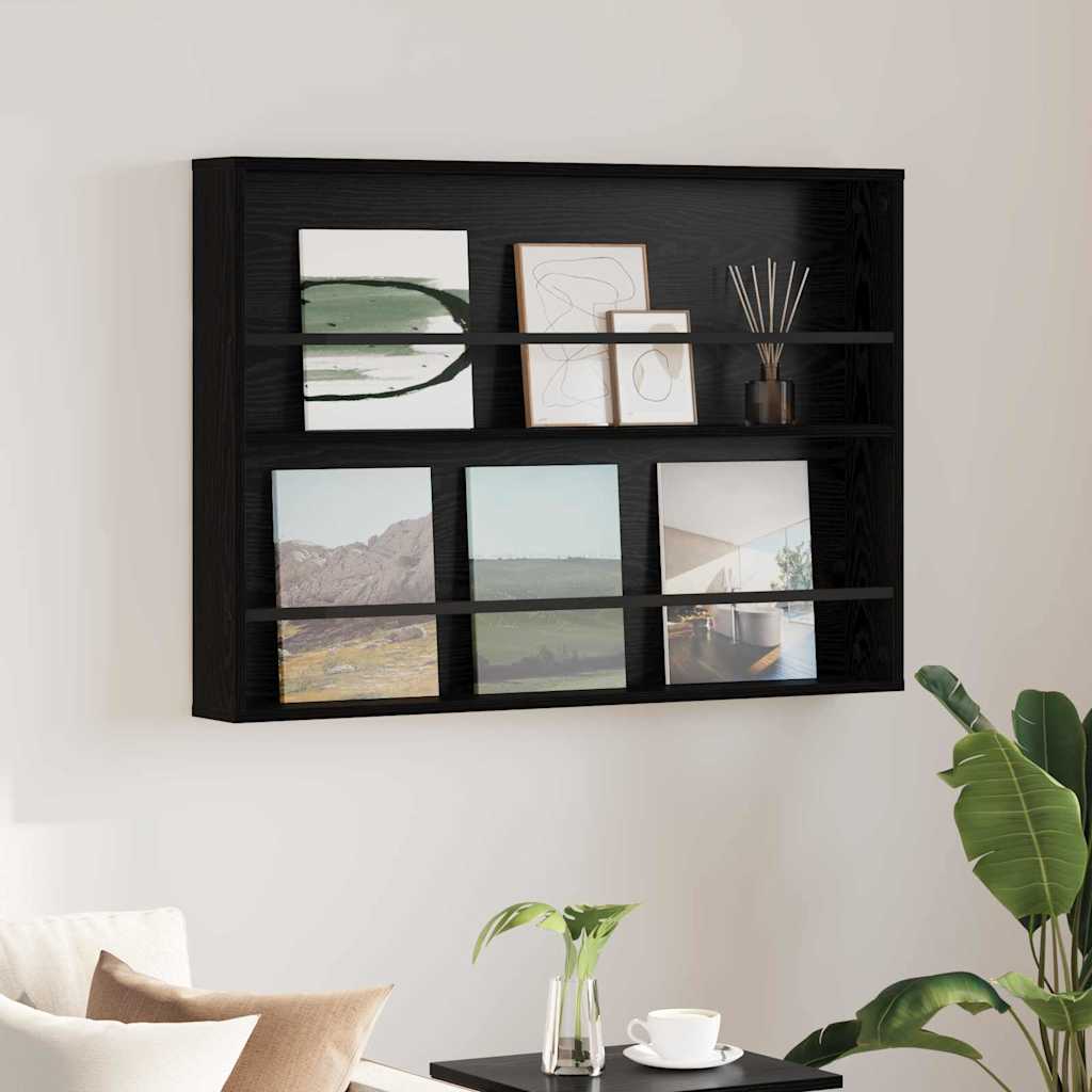 Magazine Shelf with Shelf Black Oak Effect 100 x 12 x 70 cm