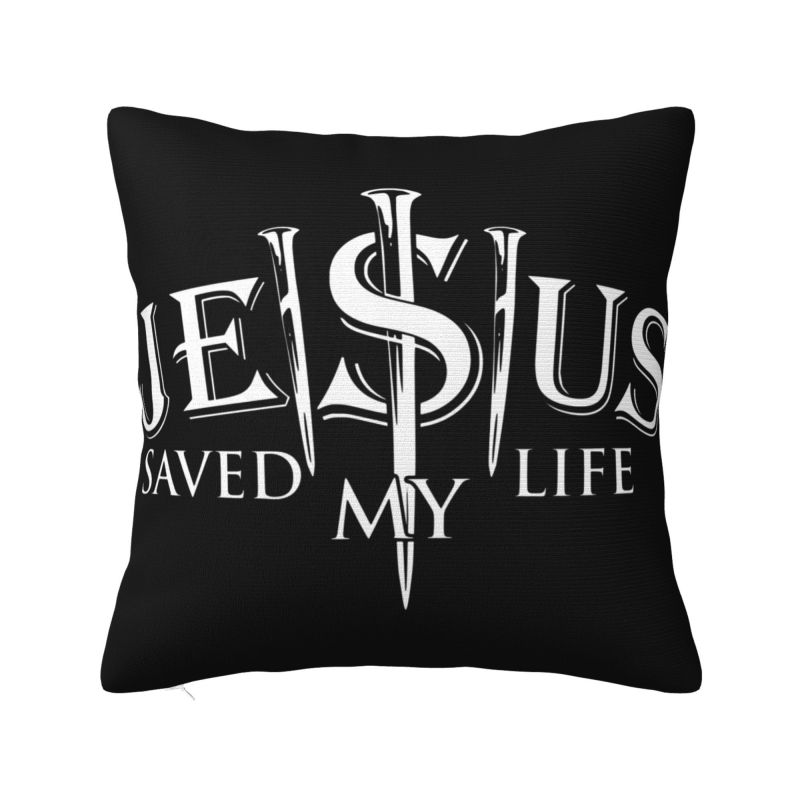 Jesus Saved My Life Cushion Covers Christian Religious Faith Velvet Luxury Pillows Decor Home