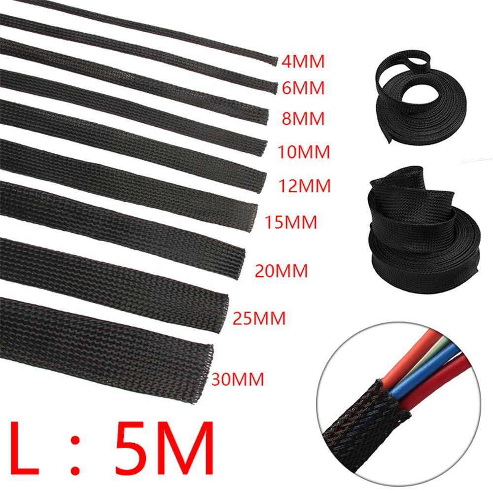 Black Tight PET Expandable Wire Protection Cable Braid Sleeving Insulation