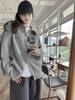 Double Zipper Knitted Cardigan: Retro Hong Kong Style Loose Slimming Women's Hoodie