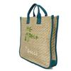 Used 9539 ME MYSELF & I Tote Bag 605831 7924 Emerald Green TIFFANY & Co. Blue Green White Logo Straw Natural Kids from
