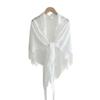 Solid Color Tassel Lace Wave Edge Triangle Shawl For Women