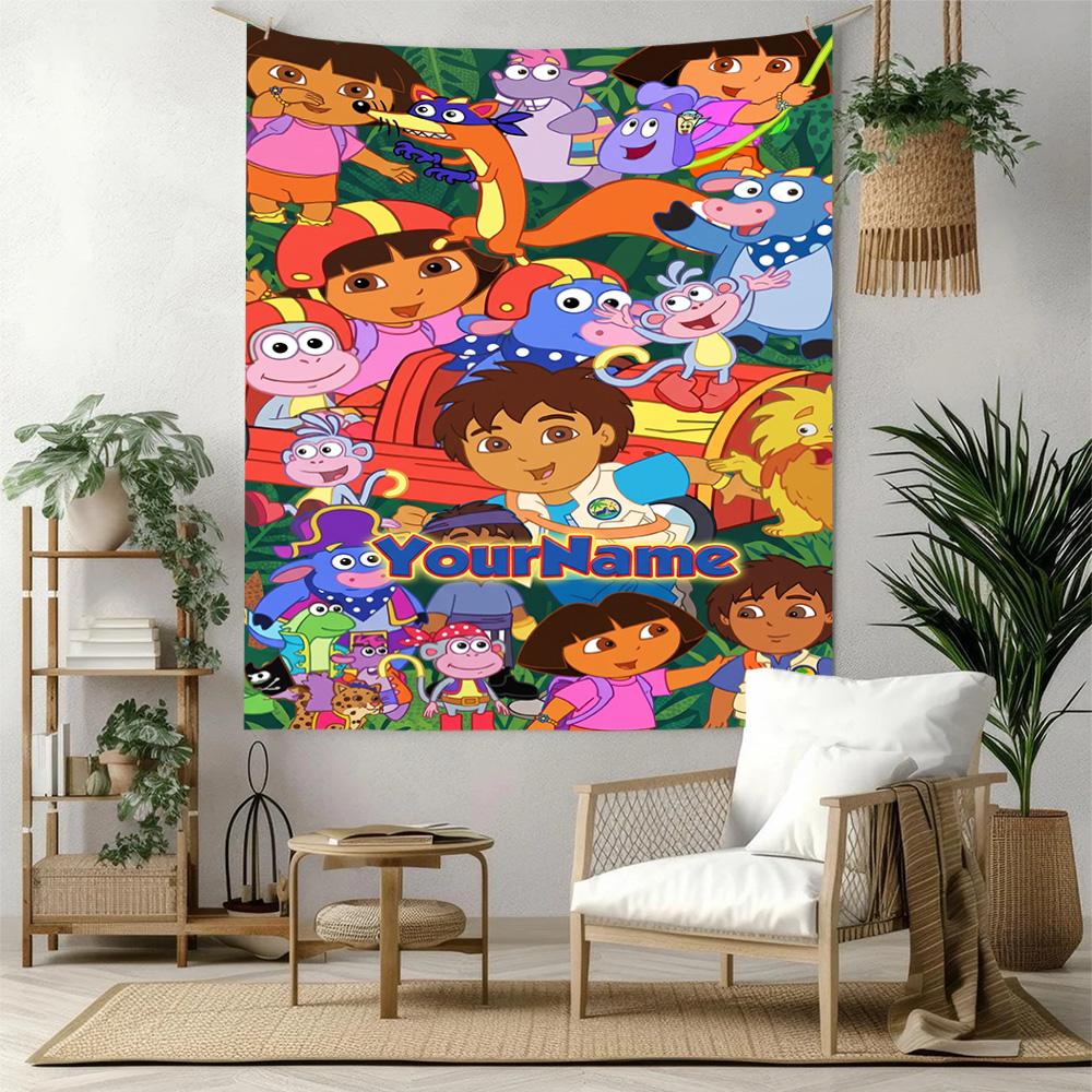 Dora Explorer Custom Your Name Wall Decor Tapestry Art For Pet Memorial Birthdaywedding Party Backdrop Family Gift