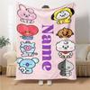 Custom Name BT21 Character Collection blanket for Couch & Bed, Plush Cozy Fuzzy Blanket Super Soft & Warm Blankets for Fall and Winter. 0908168