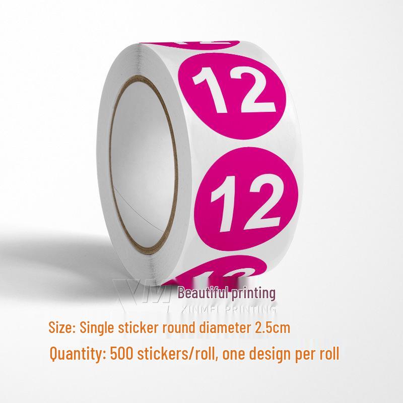 Adesivos Redondos Autoadesivos com Números 1-33 – Rolo de Etiquetas de Identificação Seriada Coloridas