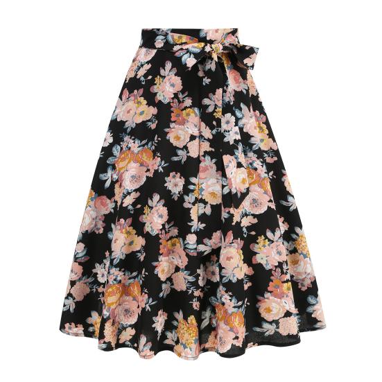 Women Skirt Fit A-Line Style High Midi Mid-calf Skirt Work Leisure