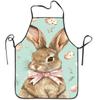 1pc Easter Bunny Print Sleeveless Polyester Apron with Bow Tie Detail - Home Kitchen Baking Floral and Holiday Design