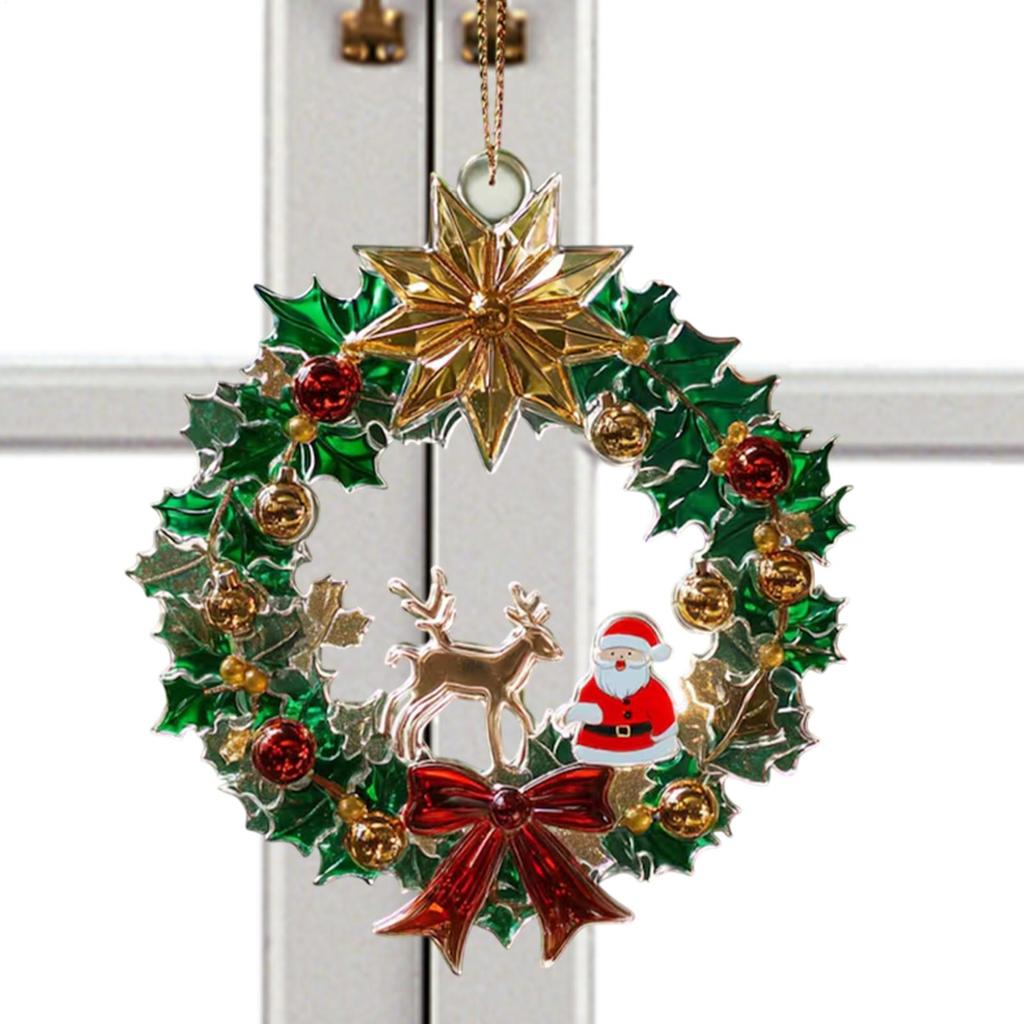 Christmas Tree Decorations 2D Santa Claus Home Decor Small Holiday Christmas Charm For Living Room Entryway Window Door Shelf