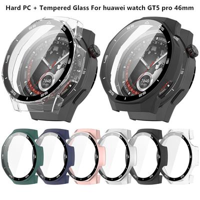 Case for Huawei Watch GT5 Pro 46mm Tempered Glass Anti-scratch Film Bumper Protective Cover