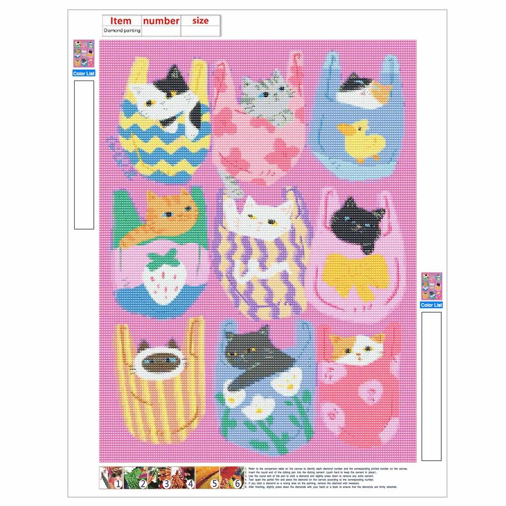 Diamond Painting Kits for Adults CartoonCats Full Round Drill 5D Art Craft Wall Decor for Bedroom Living Room Home Decoration