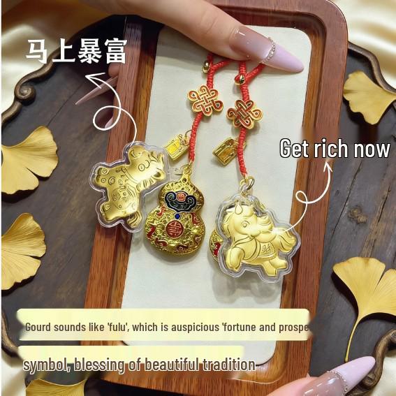 999 Pure Gold Good Luck Gourd Phone Lanyard – Perfect Gift for Prosperity and Small Businesses