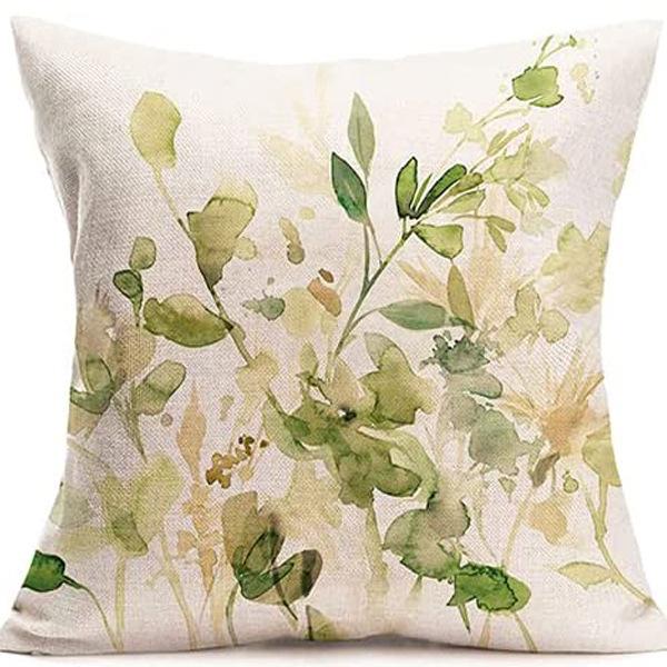 Popular Green Plant Linen Pillowcase Modern Simple Home Sofa Living Room Pillow Cushion