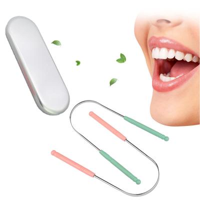 Stainless Steel Tongue Scraper With Box Oral Hygiene Tool Keep Fresh Breath Tongue Cleaner Brush For Dental Care