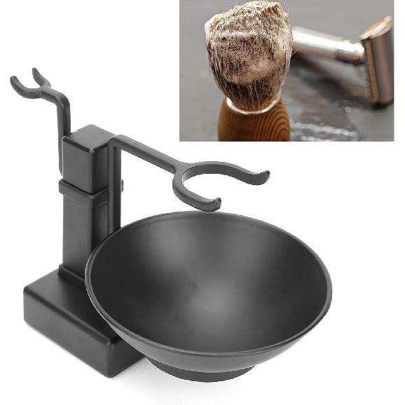 Shaving Brush Holder, Black Stainless Steel Shaving Brush Razor Stand with Soap Bowl Set Razor Holder Stand for Men boyfriend Husband Lover
