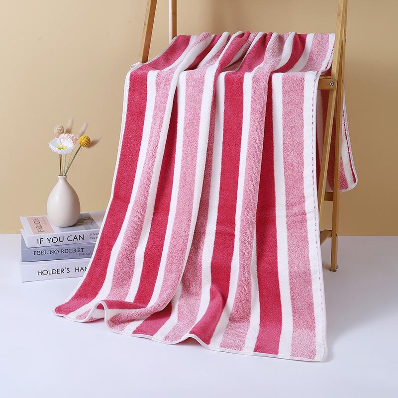 Weiches saugfähiges Korallenfleece Bade- und Gesichts-Handtuch - fusselfrei, Streifen-Design