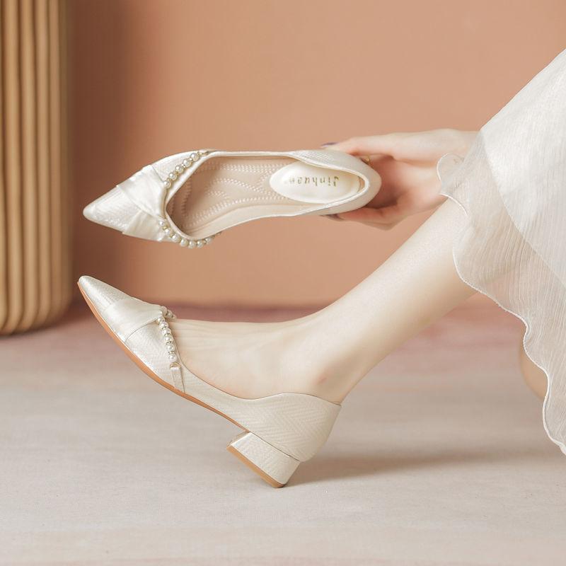Korean late evening wind fairy shoes with skirts, light mouth thick heels in summer, not tired feet, Mary Jane shoes