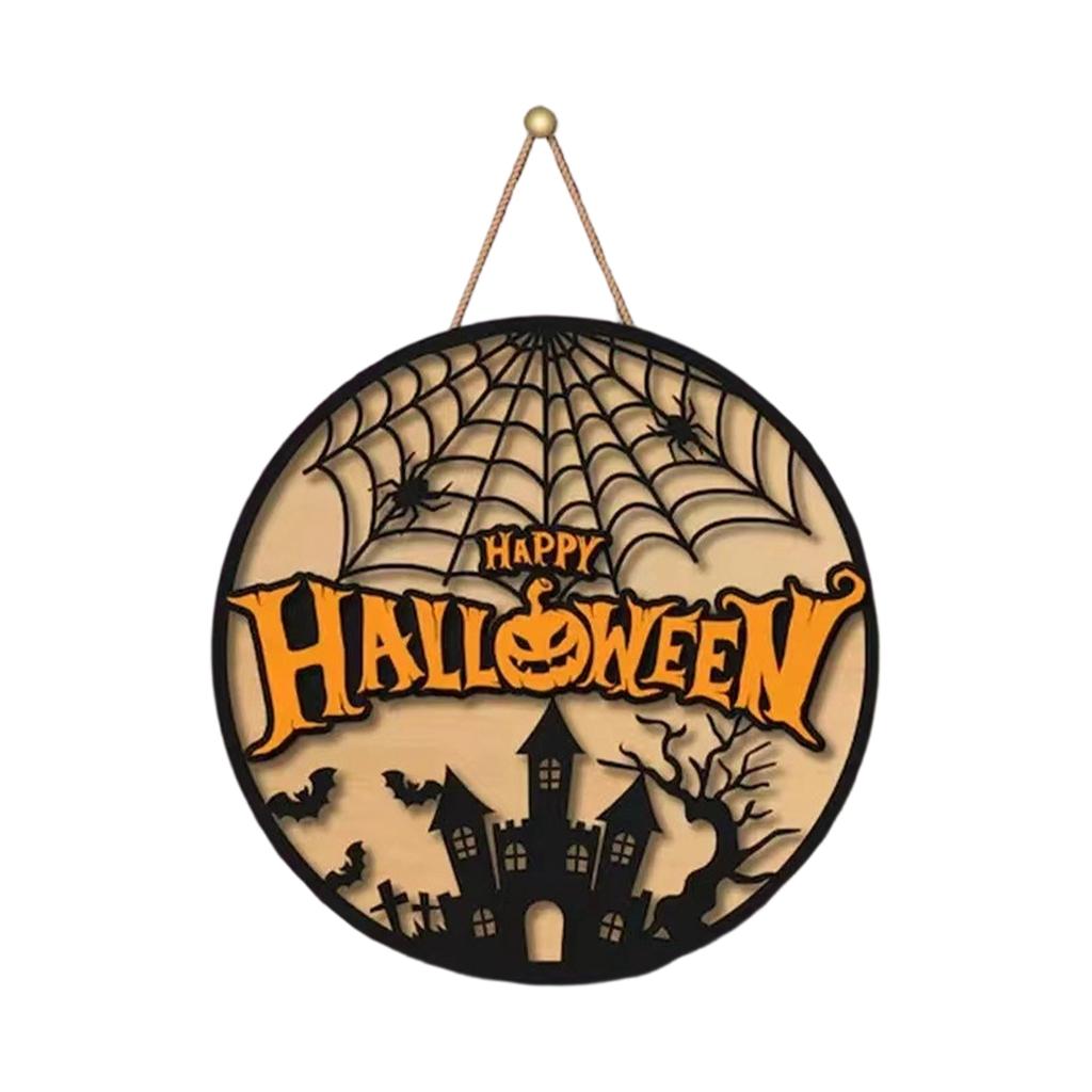 Halloween Wooden Hanging Sign for Home Yard Front Door Party Atmosphere Decoration Suitable for Indoor Outdoor Use