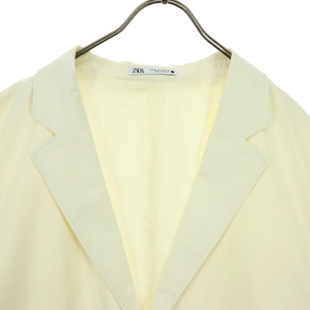Unused ZARA Cotton Long Sleeve Thin Tailored Jacket 48 White Women Used