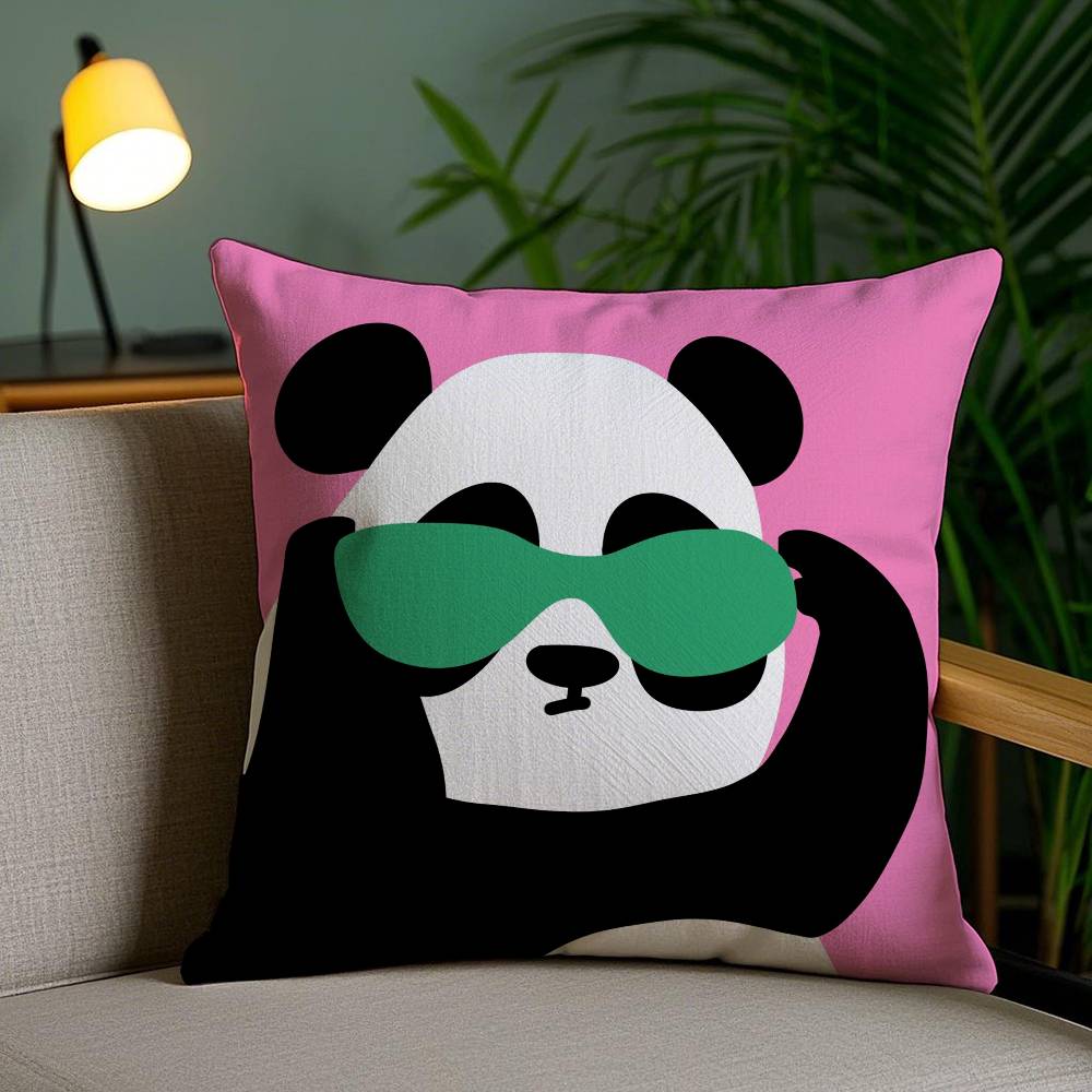 Fun Pictures Of Happy Animals Pillow Case Anti-dustmite Pillowcase Invisible Zipper Silky Short Plush Sofa Cushion Cover