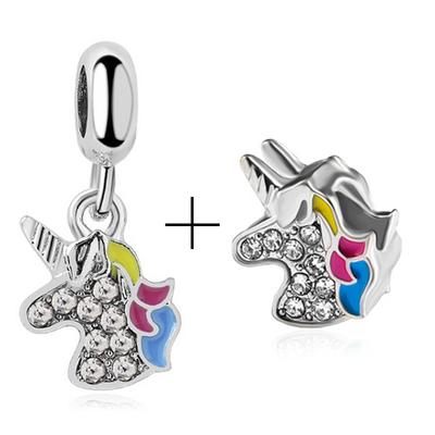 2pcs /Lot 2022 New Animal Unicorn Beads Pendants Fit Diy Brand Bracelets For Women European Style Jewelry Making Buy 1 Get 1 Free