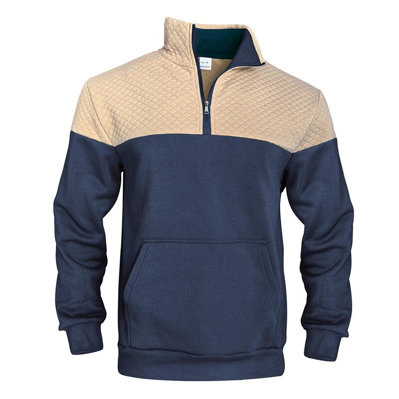 Lässiges Herren Sweatshirt mit Farbblockdesign, locker, übergroß, Stehkragen, Reißverschluss