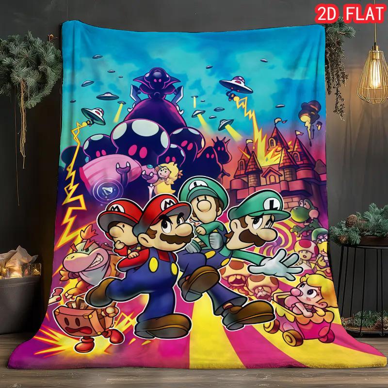 Super Mario Game Theme Blanket Ultra Soft Plush Warm Blanket for Kids Adults Bedroom Living Room Decor THW 75x90cm