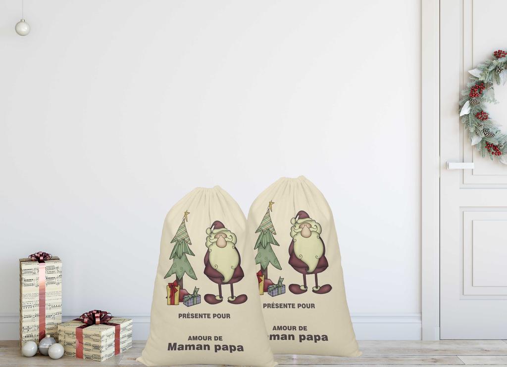 Printtoo Large Drawstring Canvas Bag Christmas Sack Bags Santa Gift Sack Custom Party Favor 2 Pcs 27x20 Inch