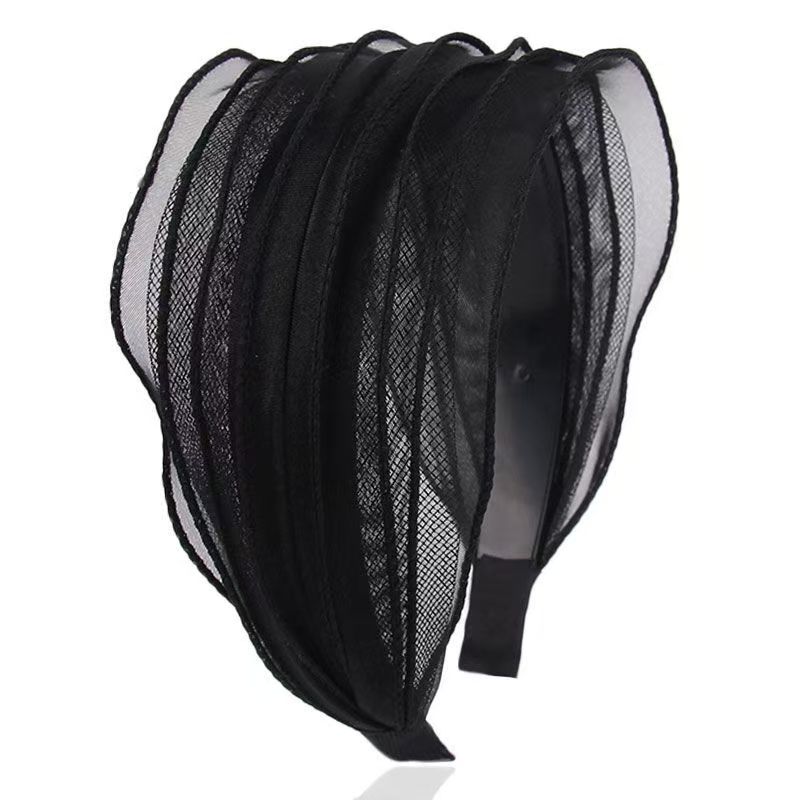 Spring and Summer Mesh Pleated Wide-brimmed Headband Women New Hairpin Headband Daily Clothing Fashion Matching Head Band