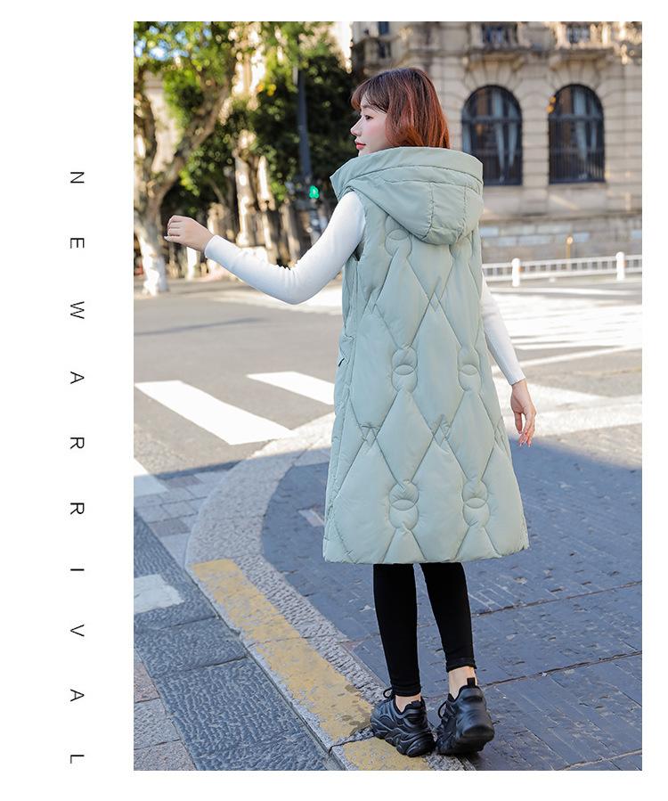 Women's Autumn and Winter Solid Color Hooded Loose Thickening Warm Sleeveless Vest Women's Jacket