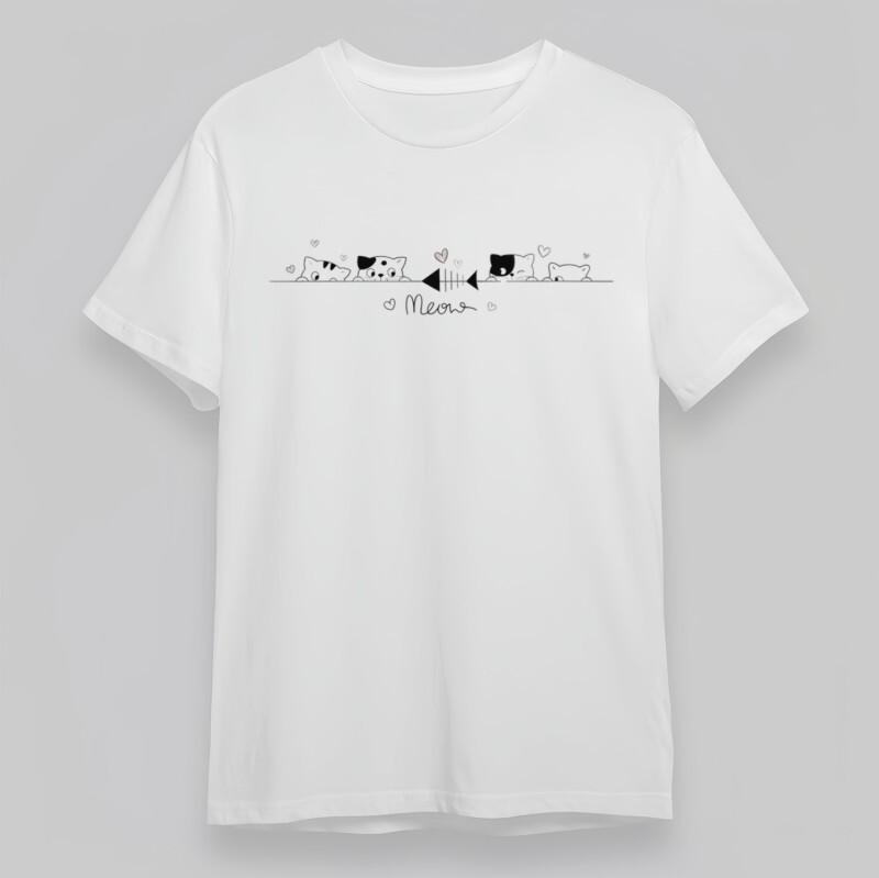 Men s Classic T-Shirt Mens Womens Tees Top Playful Kittens With Fishbone Meow Oversize Cotton Tee 3XL