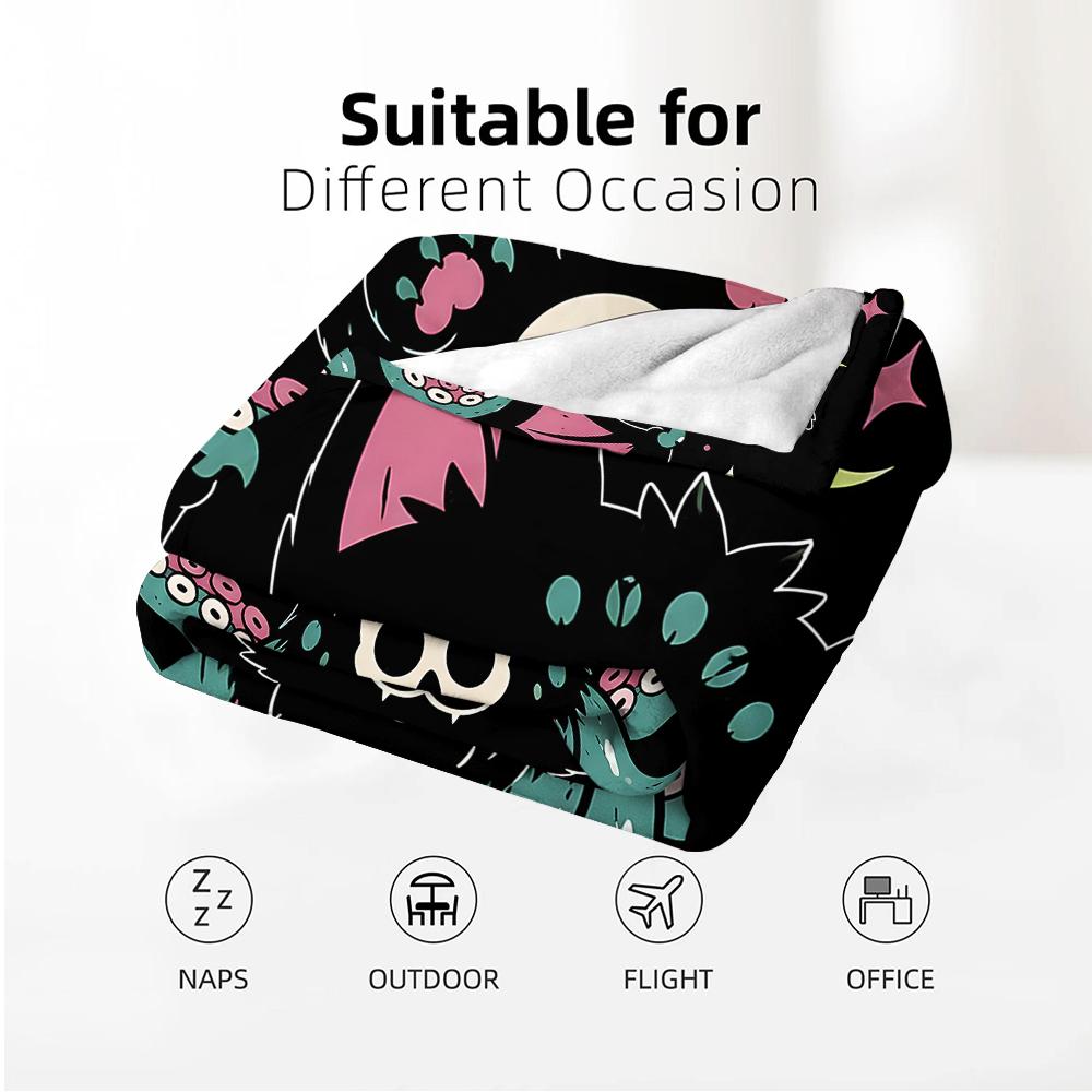 Weird Cat Octopus Cartoon Anime Print Flannel Blanket Soft Warm Throw for Kids Bedroom Sofa Christmas Office Car