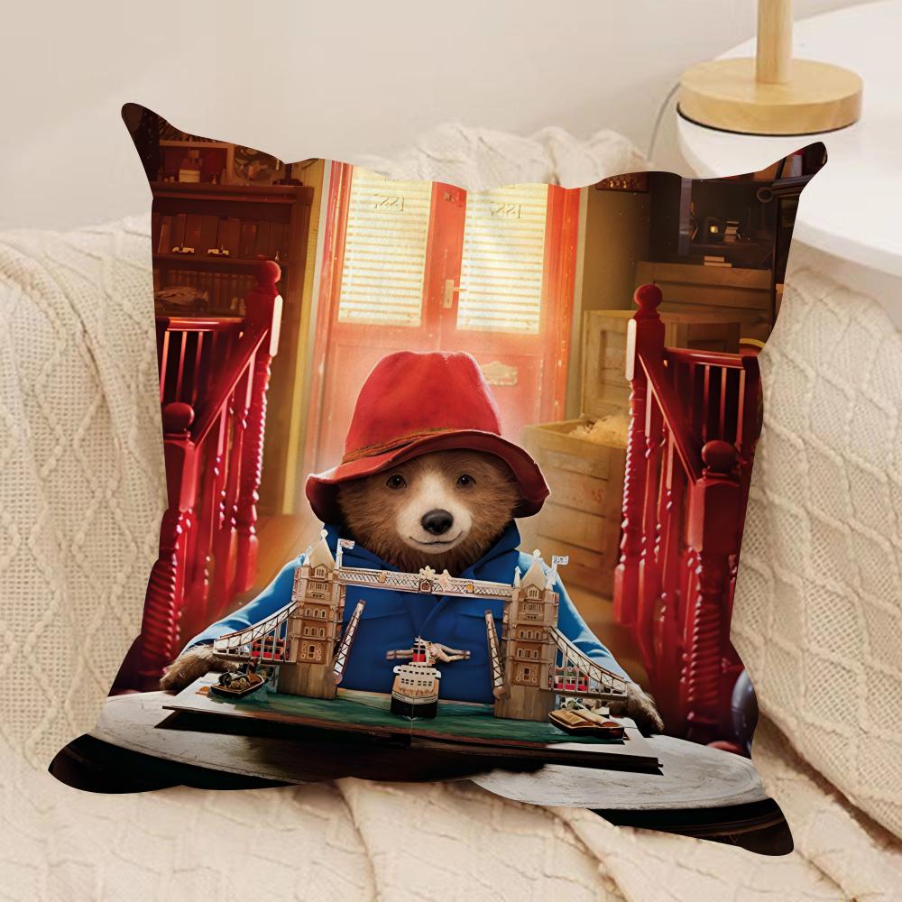 Cute Bear Cushion Cover Silky Short Plush Double-Sided Printed Pillow Case for Sofa All Seasons Home Decor Gift