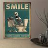 Skull Newspaper Inspirational Bathroom Canvas Art Frameless Abstract Pop Wall Decor for Modern Home and Office