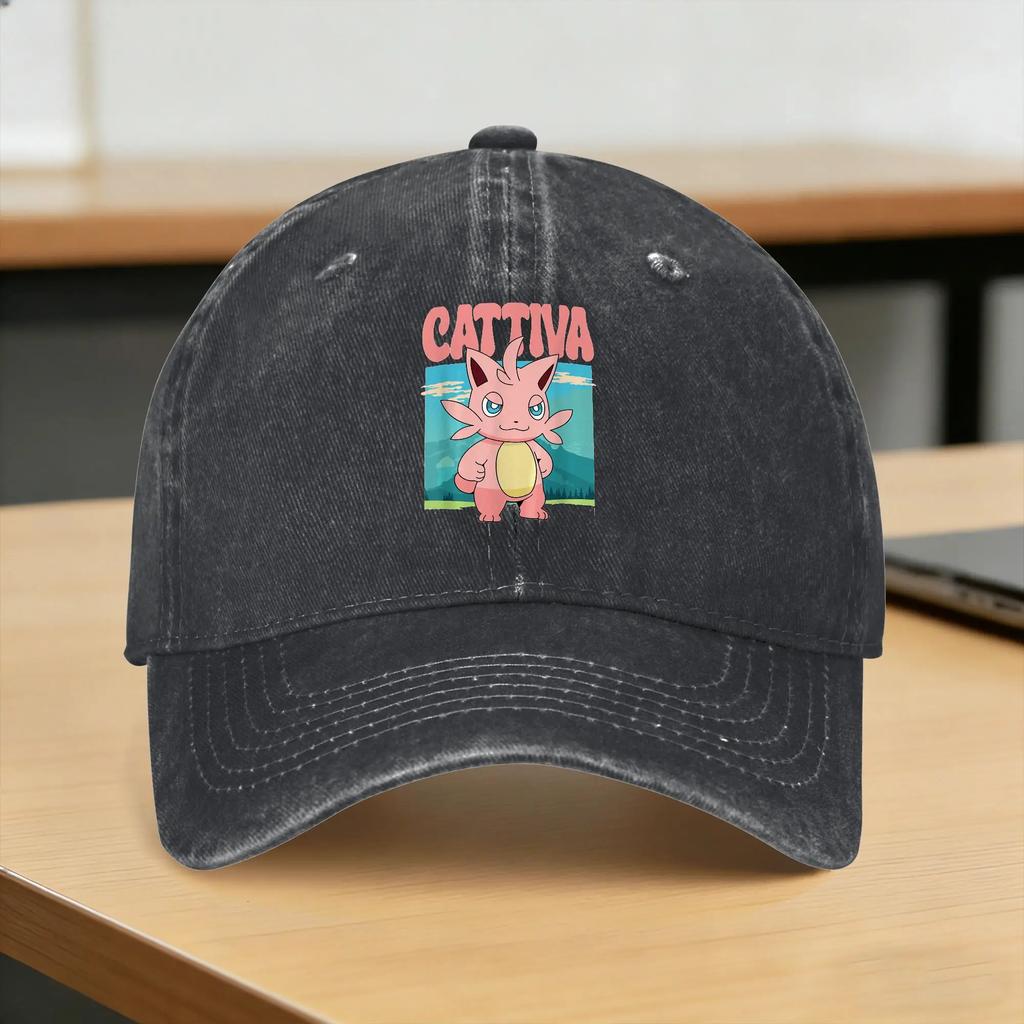 Washed Baseball Cap Cattiva Nature Scene Character Portrait Palworded Game Summer Trucker Hat Tennis Skate Sun Baseball Caps