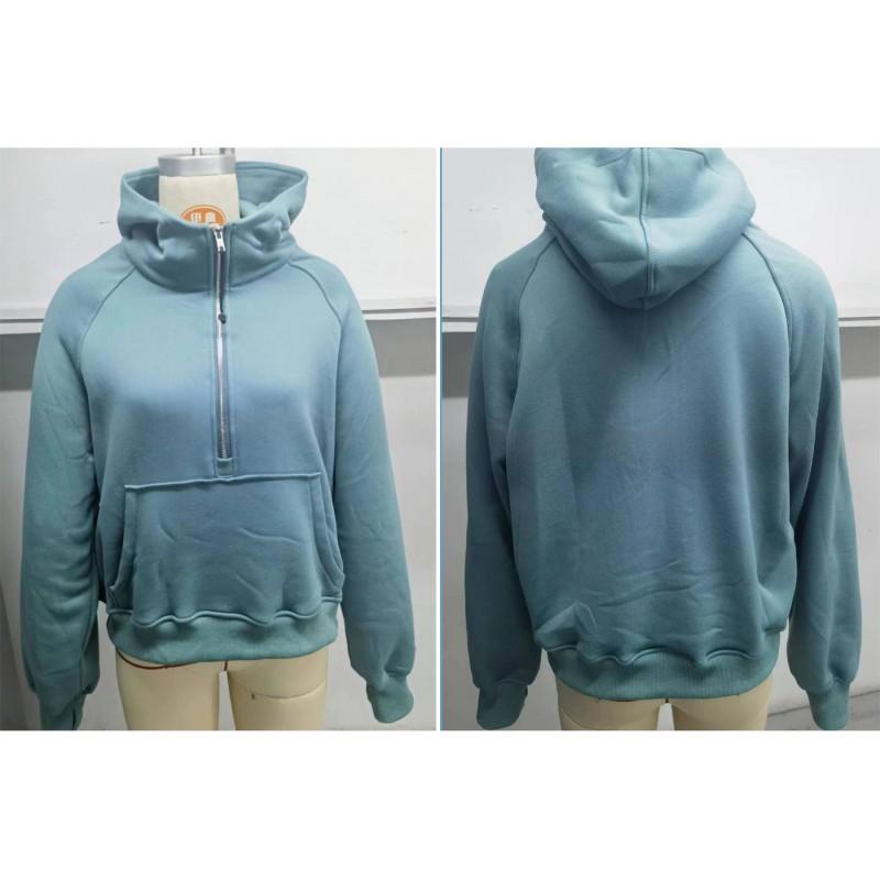 Womens Hooded Zipper Sweatshirt Thick Warm Pullover Top Long Sleeve Casual Winter Outwear